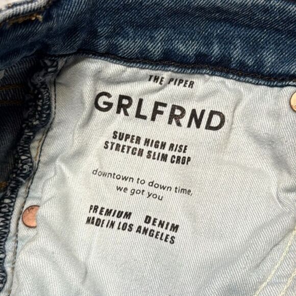 GRLFRND PIPER Super High Rise Stretch Slim Crop Jeans Prospect Park NWT Sz 26 - Picture 7 of 7